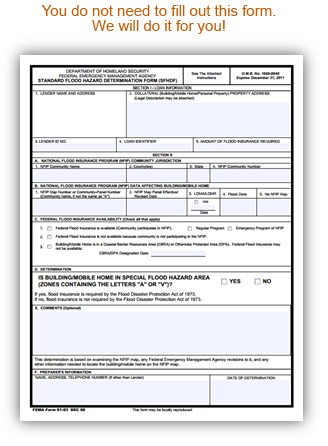 Fema Flood Zone Determination Fema Standard Flood Hazard Determination Form Help | Sfhdf Advice